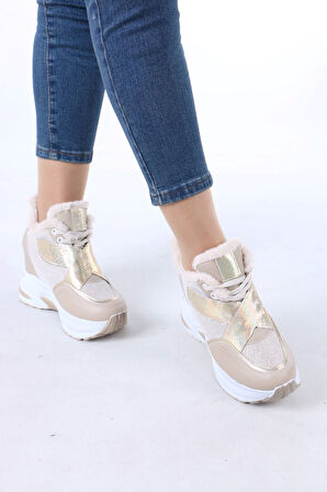 Leroy Nude Cırtlı Bağcıklı Gizli Topuklu Spor Ayakkabı