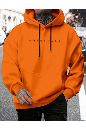 Erkek Turuncu Oversize Originals Baskılı Sweatshirt