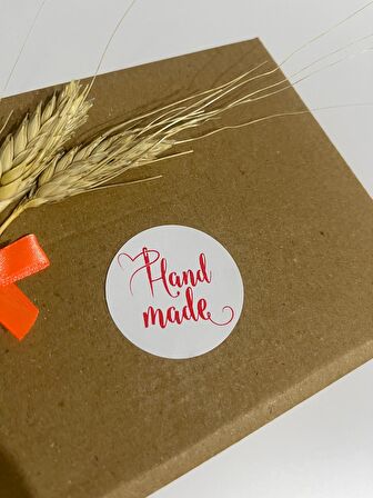 Hand Made Kalpli Yuvarlak Yapışkanlı Etiket 5x5 cm 100 adet