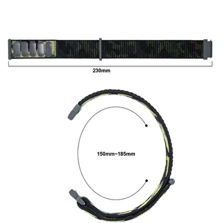 Gpack Huawei Watch 3 Classic Kordon Cırtcırt Asker Desenli Kumaş Ayarlanabilir 