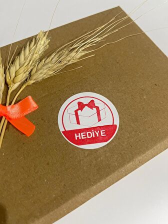Hediye Kırmızı Yazılı Yuvarlak Yapışkanlı Etiket 4x4 cm 120 adet