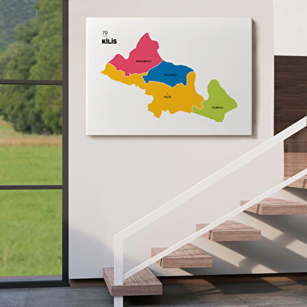 Harita Sepeti Kilis İli ve İlçeler Haritası Dekoratif Kanvas Tablo 1388