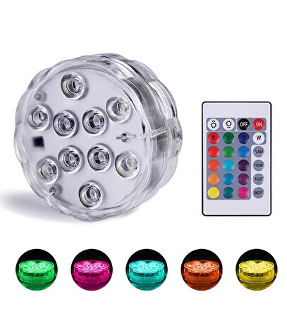  Yeni Nesil Yuvarlak Uzaktan Kumandali Rgb Dekoratif Led Işık Pil Ile Çalışır - Su Üstü Akvaryum Ledi
