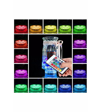  Yeni Nesil Yuvarlak Uzaktan Kumandali Rgb Dekoratif Led Işık Pil Ile Çalışır - Su Üstü Akvaryum Ledi