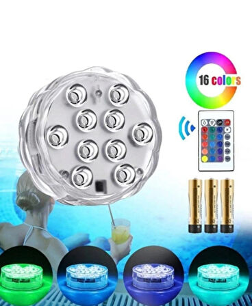  Yeni Nesil Yuvarlak Uzaktan Kumandali Rgb Dekoratif Led Işık Pil Ile Çalışır - Su Üstü Akvaryum Ledi