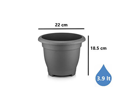 Omnipazar SO-VHS3 Dekoratif Vaha Saksı İç ve Dış Mekan 3.9 lt Antrasit 6 Adet