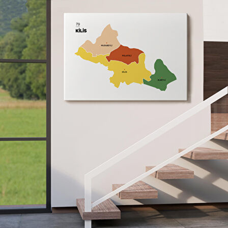 Harita Sepeti Kilis İli ve İlçeler Haritası Dekoratif Kanvas Tablo 1389