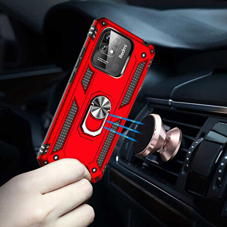 Gpack Xiaomi Poco C40 Kılıf Vega Sert Silikon Tank Standlı Yüzüklü Mıknatıslı