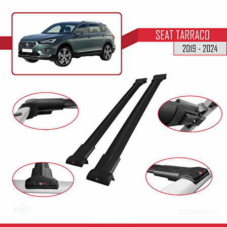 Seat Tarraco 2019-2024 Arası ile Uyumlu FLY Model Ara Atkı Tavan Barı Siyah 2 Adet
