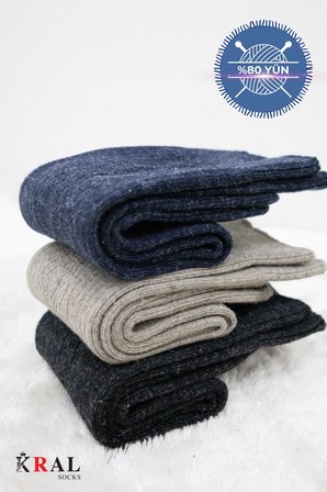 Erkek Çorabı Lambswoll (3 Adet) Termal Özellikli Kalın Uzun Çorap