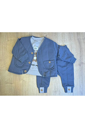 3'Lü ERKEK BEBEK ÇOCUK KAPİTONE CEKET 2 İPLİK SWEATSHİRT VE PANTALON TAKIM