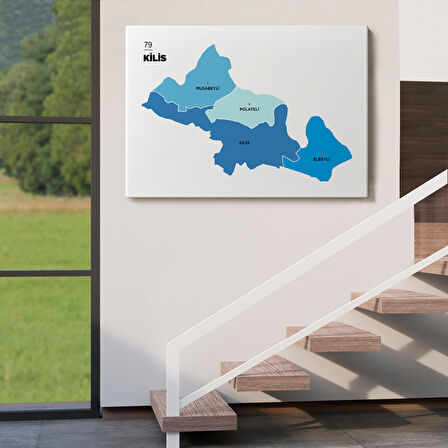 Harita Sepeti Kilis İli ve İlçeler Haritası Dekoratif Kanvas Tablo 1390