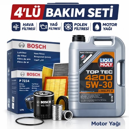 BOSCH Renault Megane 1.5 Dizel BlueDCi Liqui Moly 4200 6 Lt Motor Yağı Filtre Seti (2017-2022) 4 Lü