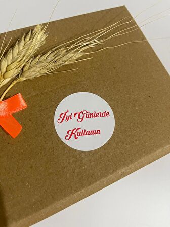 İyi Günlerde Kullanın Kırmızı El Yazılı Yuvarlak Yapışkanlı Etiket 5x5 cm 100 adet