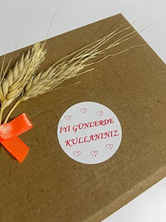 İyi Günlerde Kullanınız el yazılı Kalpli Yuvarlak Yapışkanlı Etiket 4x4 cm 120 adet