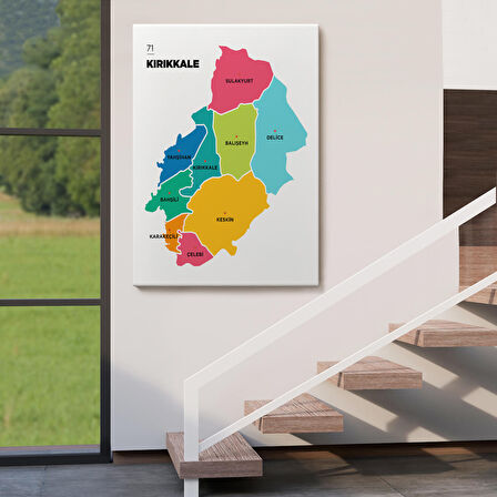 Harita Sepeti Kırıkkale İli ve İlçeler Haritası Dekoratif Kanvas Tablo 1391