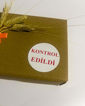 Kontrol Edildi Beyaz Etiket Kırmızı Yazı Yuvarlak Yapışkanlı Etiket 5x5 cm 100 adet 