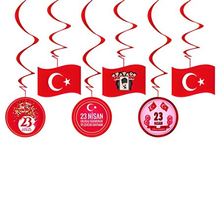 23 Nisan Süsleri 6 Lı Tavan Sarkıt Süs ve Ay Yıldız Baskılı Balon 10 lu 23 Nisan 29 Ekim Bayram Süsl