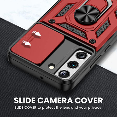 Gpack Samsung Galaxy S22 Kılıf Tank Aramid Sürgülü Vega YüzüklüNano 