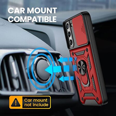 Gpack Samsung Galaxy S22 Kılıf Tank Aramid Sürgülü Vega YüzüklüNano 