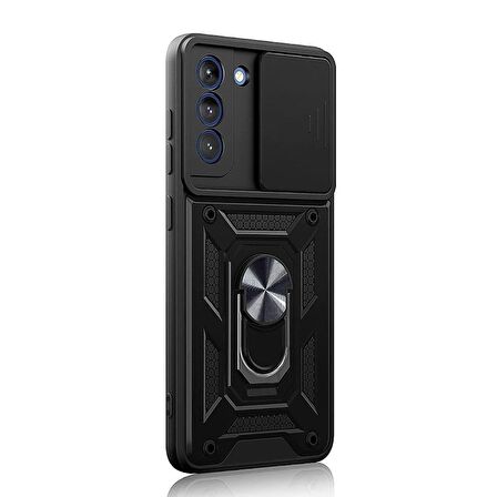Gpack Samsung Galaxy S21 FE Kılıf Tank Aramid Sürgülü Vega YüzüklüNano 
