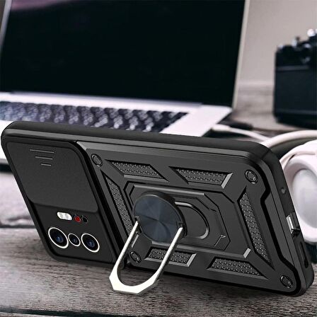 Gpack Samsung Galaxy S21 FE Kılıf Tank Aramid Sürgülü Vega YüzüklüNano 