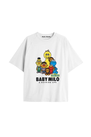 UNİSEX Bay Bape Desenli Beyaz Yazlık T-shirt