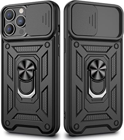 Gpack Apple iPhone 13 Pro Kılıf Tank Aramid Sürgülü Vega YüzüklüNano 
