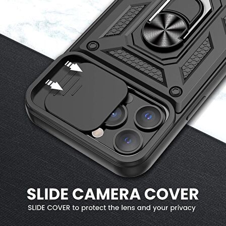 Gpack Apple iPhone 13 Pro Kılıf Tank Aramid Sürgülü Vega YüzüklüNano 