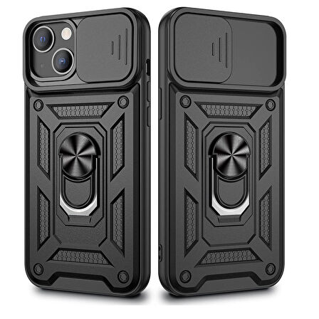 Gpack Apple iPhone 13 Kılıf Tank Aramid Sürgülü Vega YüzüklüNano 