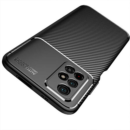 Smcase Xiaomi Redmi Note 11 5G Kılıf Kamera Korumalı Karbon Dokulu Silikon