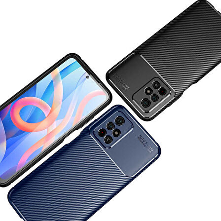 Smcase Xiaomi Redmi Note 11 5G Kılıf Kamera Korumalı Karbon Dokulu Silikon
