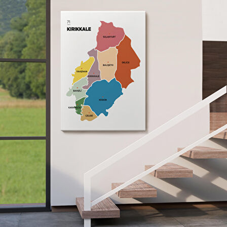 Harita Sepeti Kırıkkale İli ve İlçeler Haritası Dekoratif Kanvas Tablo 1392