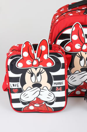 x Dekomus Lisanslı Minnie Mouse Büyük Boy Okul Çantası,Beslenme Çantası ve Kalem Çantası Seti