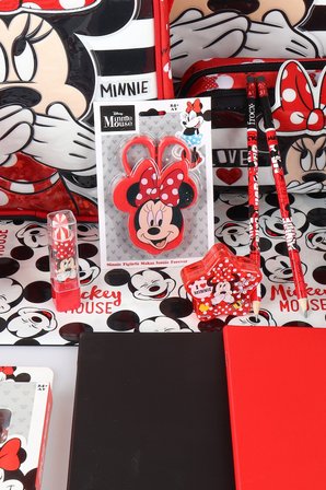x Dekomus Lisanslı Minnie Mouse Full Kırtasiye Seti Büyük Boy Okul,Beslenme ve Kalem Çantası,Beslenme Kabı,Matara,Çıtçıt Dosya Seti