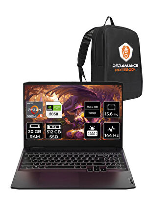 Lenovo IdeaPad 3 R5 5500H 20GB 512GB SSD RTX2050/4GB 144Hz 15.6'' FDOS Gaming Laptop & PER4 ÇANTA