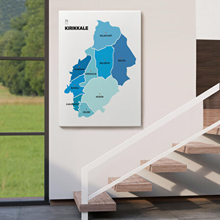 Harita Sepeti Kırıkkale İli ve İlçeler Haritası Dekoratif Kanvas Tablo 1393