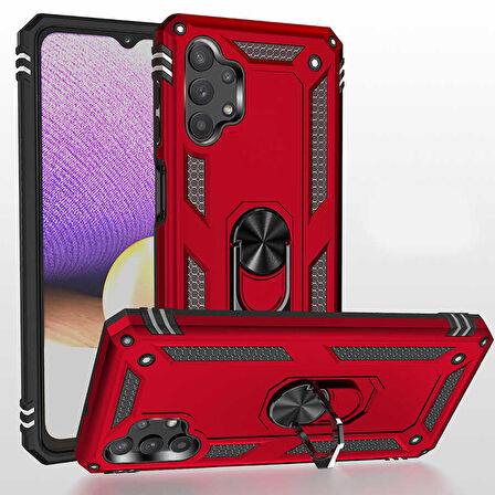 Smcase Samsung Galaxy A13 4G Kılıf Vega Yüzüklü Tank Kapak  Nano Ekran Koruyucu