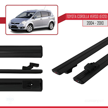 Toyota Corolla Verso 2 (AR10) 2004-2010 Arası ile Uyumlu BASIC Model Ara Atkı Tavan Barı Siyah 2 Adet