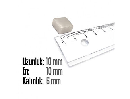 Neodyum Mıknatıs Köşeli  10x10mm , Kalınlık 5 mm (10 Adet)