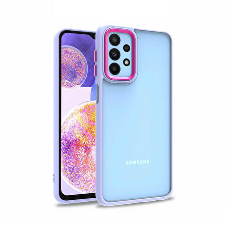Gpack Samsung Galaxy A23 Kılıf Flora Sert Silikon Arkası Cam Şeffaf 