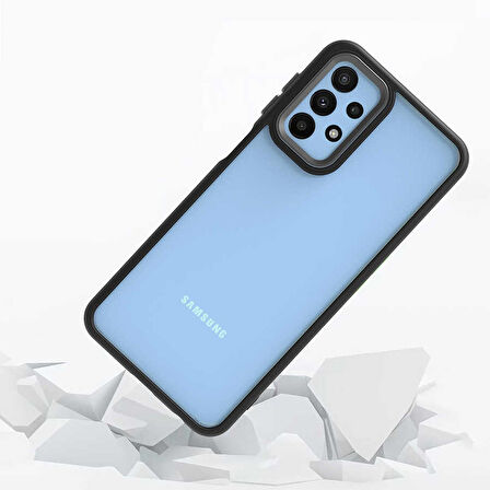 Gpack Samsung Galaxy A23 Kılıf Flora Sert Silikon Arkası Cam Şeffaf 