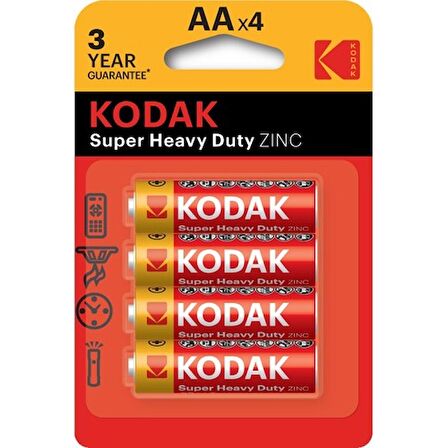 Kodak 4 Adet Shrink Çinko Karbon Kalem Pil-Aa