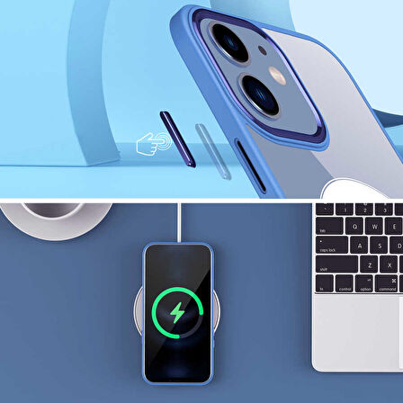 Gpack Apple iPhone 12 Kılıf Wireless Şarj Özellikli Buttom Magsafe Silikon Kapak