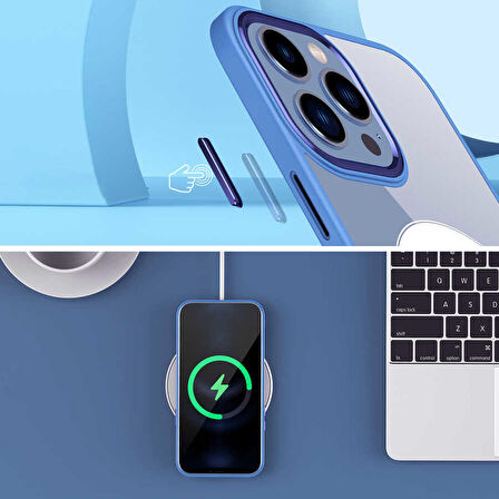 Gpack Apple iPhone 13 Pro Kılıf Wireless Şarj Özellikli Buttom Magsafe Silikon Kapak