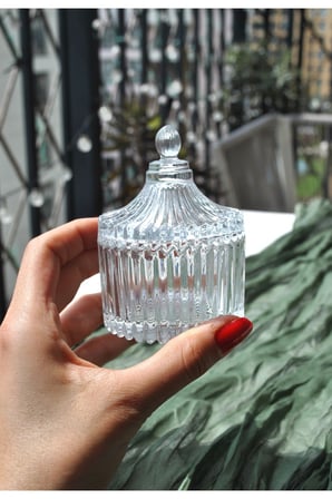 2'li Cam Kapaklı Mini Kahve Yanı Lokumluk Mini Şekerlik Kahve Yanı Mini Sunumluk 6,5 cm - Vargas
