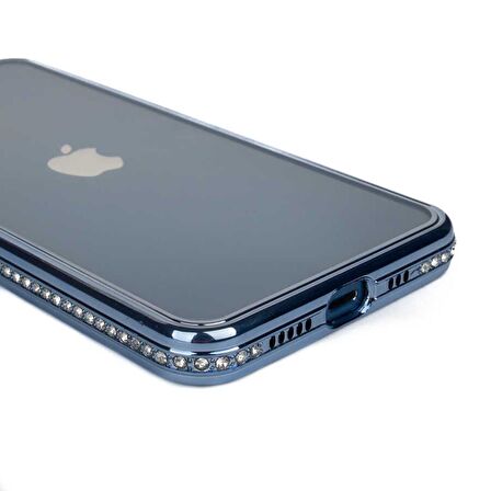 Gpack Apple iPhone 12 Pro Kılıf Kamera Korumalı Taşlı Mina Silikon