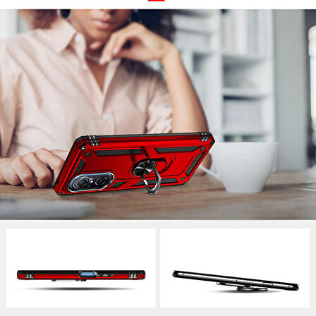 Gpack Huawei Nova 9 SE Kılıf Vega Sert Silikon Tank Standlı Yüzüklü Mıknatıslı