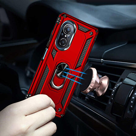 Gpack Huawei Nova 9 SE Kılıf Vega Sert Silikon Tank Standlı Yüzüklü MıknatıslıNano