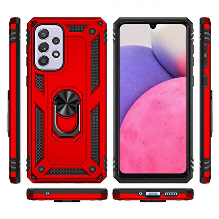 Gpack Samsung Galaxy A33 5G Kılıf Vega Sert Silikon Tank Standlı Yüzüklü Mıknatıslı